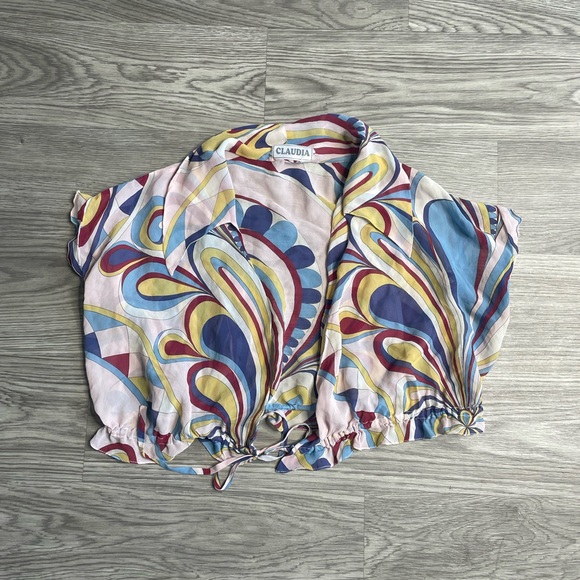 Vintage Claudia Paisley Sheer Crop Top - Picture 2 of 10